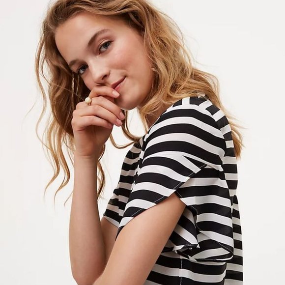 LOFT Petal Sleeve Striped Tee - Picture 1 of 5